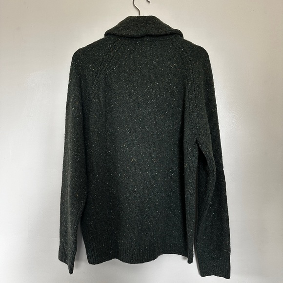 J.Crew Men’s Green Speckled 1/4 Zip Shawl Collar Cardigan Sweater Medium - Picture 6 of 6